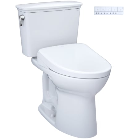 TOTO Drake 1.28 GPF Two Piece Elongated Chair Height Transitional Toilet with Washlet+ S7A Heated Auto Open Bidet Seat, 10" Rough-In and Tornado Auto Flush Cotton