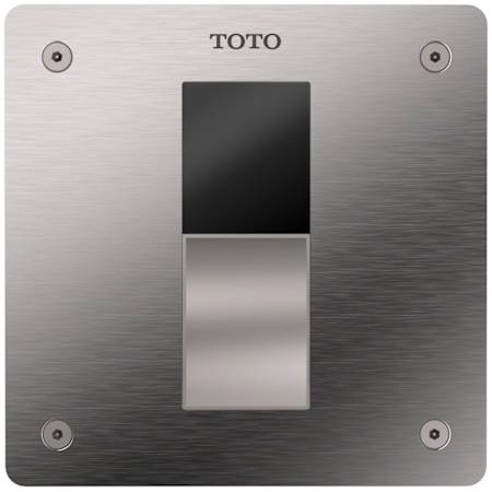 TOTO 1.28 GPF EcoPower Stainless Steel and Bronze Steel Electronic Wall Mounted Toilet Flushometer for 1-1/2" Rear with Auto Flush Stainless Steel