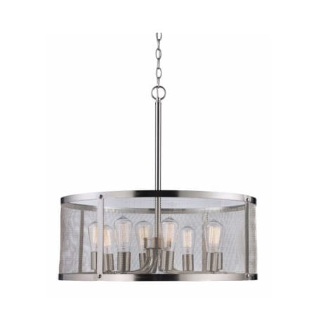 Trans Globe Lighting Mesh 8 Light 24-3/4" Wide Drum Chandelier with Metal Mesh Shade Brushed Nickel
