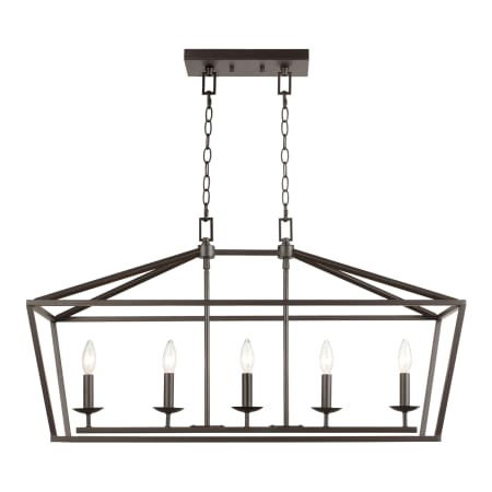 Trans Globe Lighting Lacey 5 Light 36" Wide Taper Candle Linear Chandelier Rubbed Oil Bronze