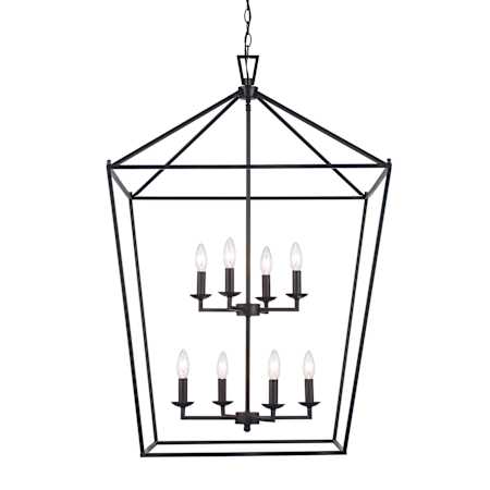 Trans Globe Lighting Lacey 8 Light 26" Wide Taper Candle Lantern Chandelier Black