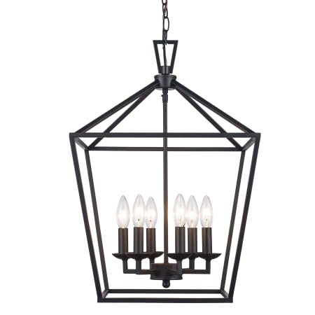 Trans Globe Lighting Lacey 6 Light 16" Wide Taper Candle Lantern Chandelier Black