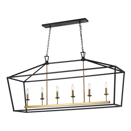 Trans Globe Lighting Lacey 6 Light 49" Wide Linear Chandelier Black / Antique Gold