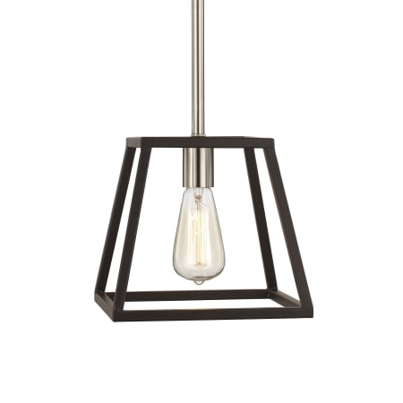Trans Globe Lighting Adams 9" Wide Mini Pendant Black / Brushed Nickel