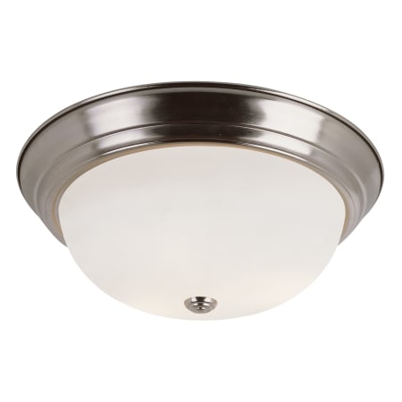 Trans Globe Lighting 2 Light 13" Flush Mount Round Ceiling Fixture with Frosted Shade Brushed Nickel