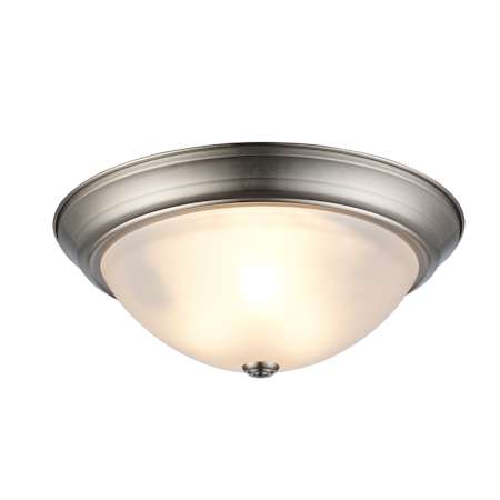 Trans Globe Lighting 3 Light 15" Flush Mount Round Ceiling Fixture with Frosted Shade Brushed Nickel