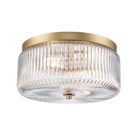 Trans Globe Lighting Quartz Quarters 2 Light 12" Wide LED Semi-Flush Drum Ceiling Fixture Antique Gold