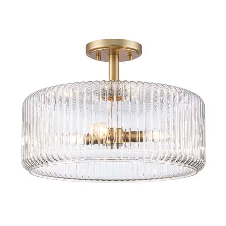 Trans Globe Lighting Quartz Quarters 4 Light 16" Wide LED Semi-Flush Drum Ceiling Fixture Antique Gold