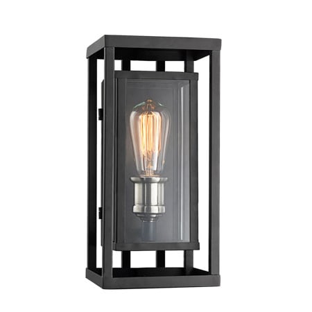 Trans Globe Lighting Showcase Single Light 13" Tall Outdoor Wall Sconce Black / Brushed Nickel Cup