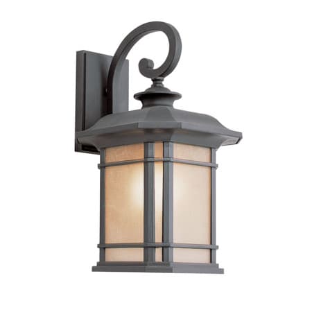 Trans Globe Lighting San Miguel Single Light 16" Tall Outdoor Wall Sconce with Tea Stained Linen Glass Shade Black