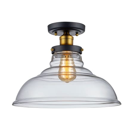 Trans Globe Lighting Jackson Single Light 13-1/2" Wide Semi-Flush Ceiling Fixture Rubbed Oil Bronze