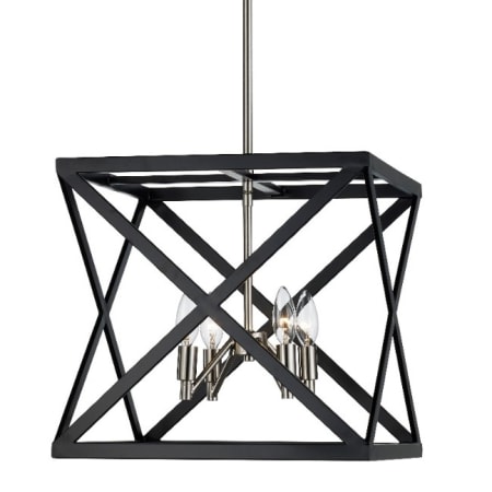 Trans Globe Lighting Ackerman 4 Light 13" Wide Cage Pendant Black / Brushed Nickel