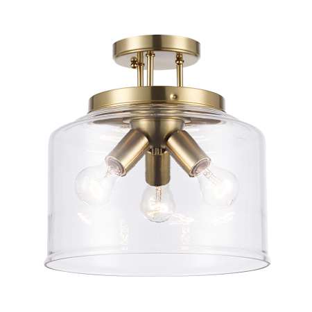 Trans Globe Lighting Zoe 3 Light 13" Wide Flush Mount Ceiling Fixture Antique Gold