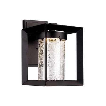 Trans Globe Lighting Taylor Single Light 11-3/4" Tall Integrated LED Outdoor Wall Sconce with Cylindrical Seeded Glass Shade Black