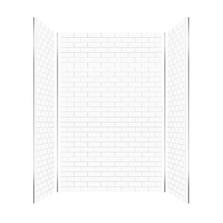 Transolid Prodigy 60" x 36" x 96" Glue to Wall 3-Piece Shower Wall Trimmable Kit 3" x 8" Subway Tile White