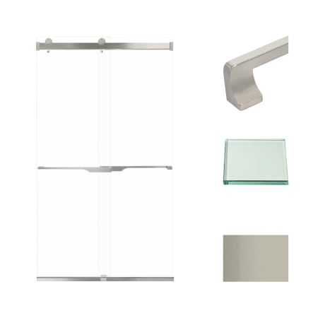Transolid 80" High x 48" Wide Bypass Frameless Shower Door with Clear Glass Brushed Stainless