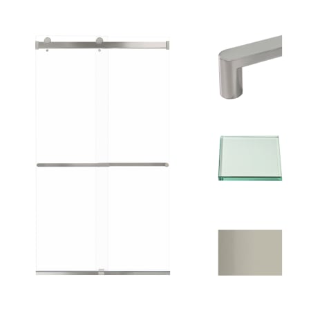 Transolid 80" High x 48" Wide Bypass Frameless Shower Door with Clear Glass Brushed Stainless