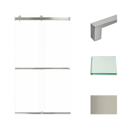 Transolid 80" High x 48" Wide Bypass Frameless Shower Door with Clear Glass Brushed Stainless