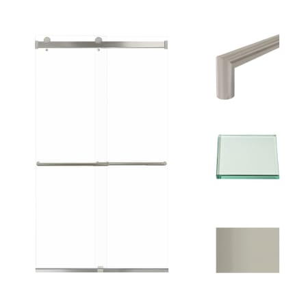 Transolid 80" High x 48" Wide Bypass Frameless Shower Door with Clear Glass Brushed Stainless