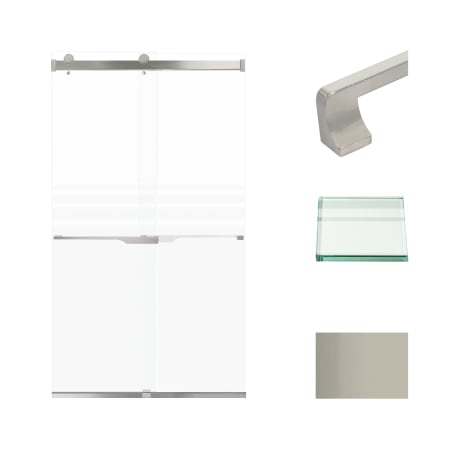 Transolid 80" High x 48" Wide Bypass Frameless Shower Door with Clear Glass Brushed Stainless