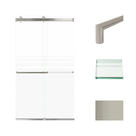 Transolid Brianna 80" High x 48" Wide Bypass Frameless Shower Door with Clear Glass Brushed Stainless