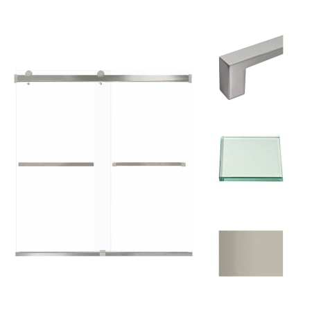 Transolid 62" High x 60" Wide Bypass Frameless Shower Door with Clear Glass Brushed Stainless