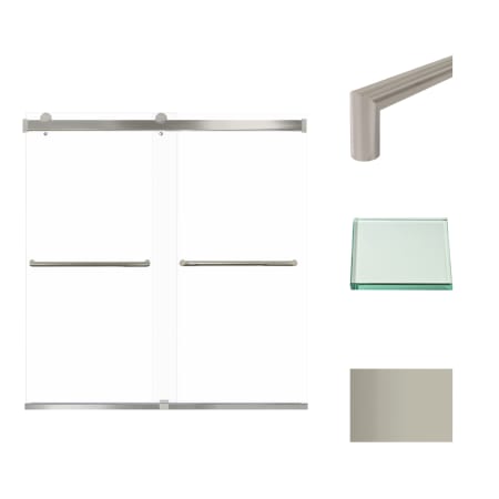 Transolid 62" High x 60" Wide Bypass Frameless Shower Door with Clear Glass Brushed Stainless