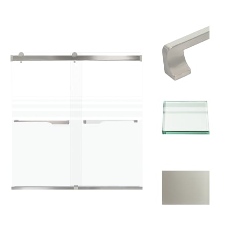 Transolid 62" High x 60" Wide Bypass Frameless Shower Door with Clear Glass Brushed Stainless