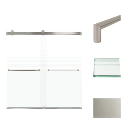 Transolid 62" High x 60" Wide Bypass Frameless Shower Door with Clear Glass Brushed Stainless