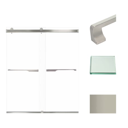 Transolid 70" High x 60" Wide Bypass Frameless Shower Door with Clear Glass Brushed Stainless