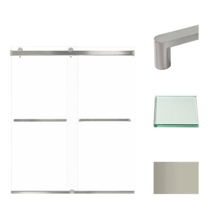 Transolid 70" High x 60" Wide Bypass Frameless Shower Door with Clear Glass Brushed Stainless