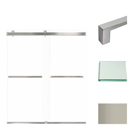 Transolid 70" High x 60" Wide Bypass Frameless Shower Door with Clear Glass Brushed Stainless
