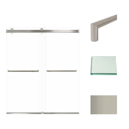Transolid Brianna 70" High x 60" Wide Bypass Frameless Shower Door with Clear Glass Brushed Stainless