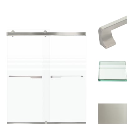 Transolid 70" High x 60" Wide Bypass Frameless Shower Door with Clear Glass Brushed Stainless