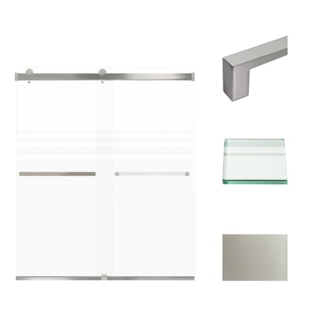 Transolid 70" High x 60" Wide Bypass Frameless Shower Door with Clear Glass Brushed Stainless