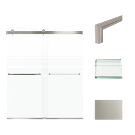 Transolid 70" High x 60" Wide Bypass Frameless Shower Door with Clear Glass Brushed Stainless