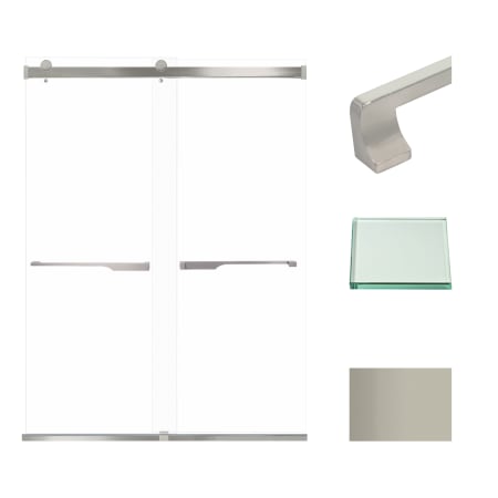 Transolid 80" High x 60" Wide Bypass Frameless Shower Door with Clear Glass Brushed Stainless