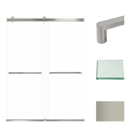 Transolid 80" High x 60" Wide Bypass Frameless Shower Door with Clear Glass Brushed Stainless