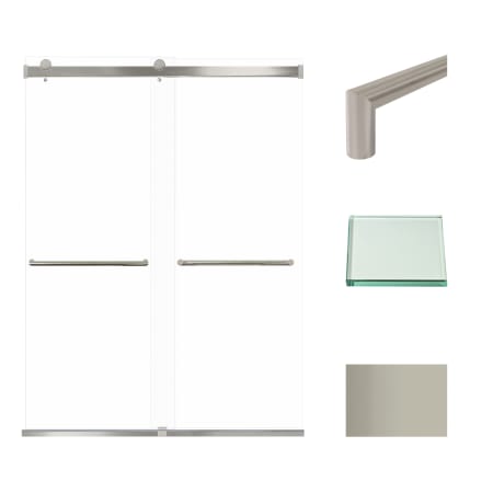 Transolid Brianna 80" High x 60" Wide Bypass Frameless Shower Door with Clear Glass Brushed Stainless