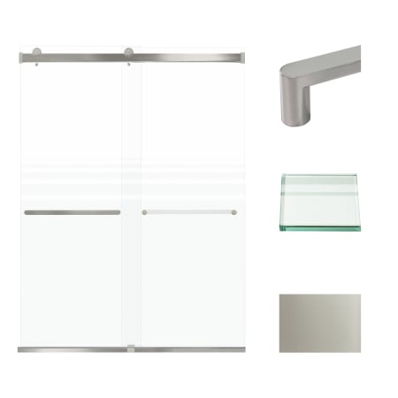 Transolid 80" High x 60" Wide Bypass Frameless Shower Door with Clear Glass Brushed Stainless