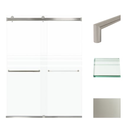 Transolid 80" High x 60" Wide Bypass Frameless Shower Door with Clear Glass Brushed Stainless