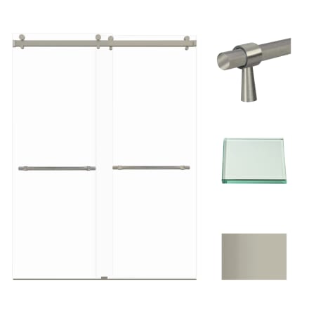 Transolid Brooklyn 80" High x 60" Wide Bypass Frameless Shower Door with Clear Glass Brushed Stainless