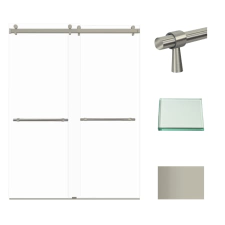 Transolid 80" High x 60" Wide Bypass Frameless Shower Door with Clear Glass Brushed Stainless