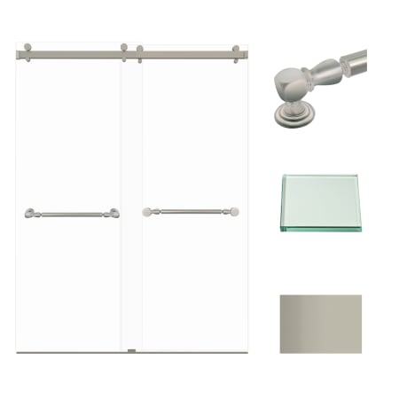 Transolid 80" High x 60" Wide Bypass Frameless Shower Door with Clear Glass Brushed Stainless