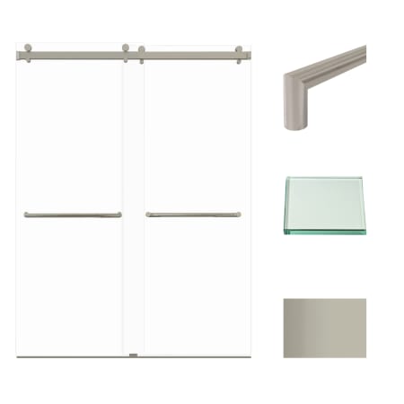 Transolid Brooklyn 80" High x 60" Wide Bypass Frameless Shower Door with Clear Glass Brushed Stainless