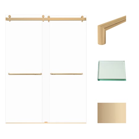 Transolid Brooklyn 80" High x 60" Wide Bypass Frameless Shower Door with Clear Glass Champagne Bronze