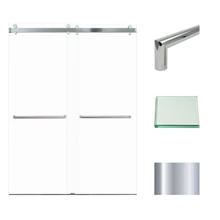 Transolid Brooklyn 80" High x 60" Wide Bypass Frameless Shower Door with Clear Glass Polished Chrome