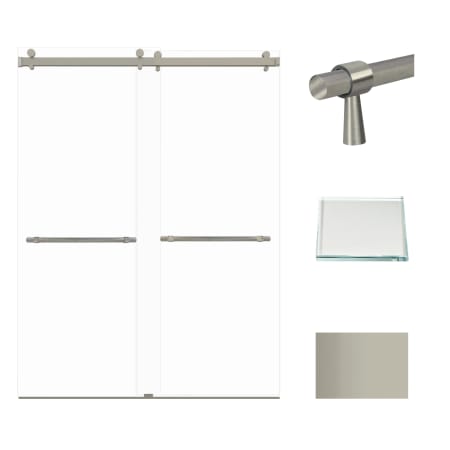 Transolid Brooklyn 80" High x 60" Wide Bypass Frameless Shower Door with Clear Glass Brushed Stainless