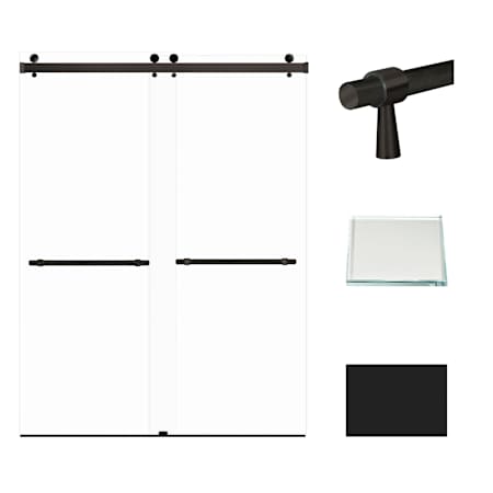 Transolid Brooklyn 80" High x 60" Wide Bypass Frameless Shower Door with Clear Glass Matte Black