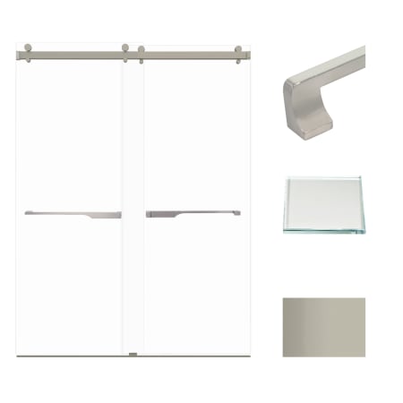 Transolid 80" High x 60" Wide Bypass Frameless Shower Door with Clear Glass Brushed Stainless